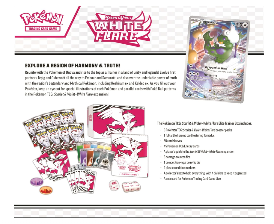 Pokémon TCG Elite Trainer Box White Flare (Inglés) | ETB Caja de Entrenador Reshiram Scarlet & Violet