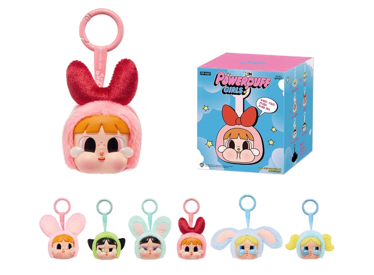 POP MART Crybaby × Serie Powerpuff Girls - Caja ciega de vinilo de felpa, blind box, diseño aleatorio, juguetes coleccionables, decoración del hogar, 1pz, caja individual al azar