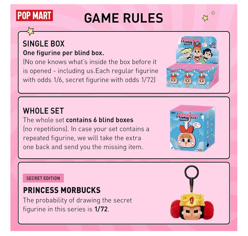 POP MART Crybaby × Serie Powerpuff Girls - Caja ciega de vinilo de felpa, blind box, diseño aleatorio, juguetes coleccionables, decoración del hogar, 1pz, caja individual al azar