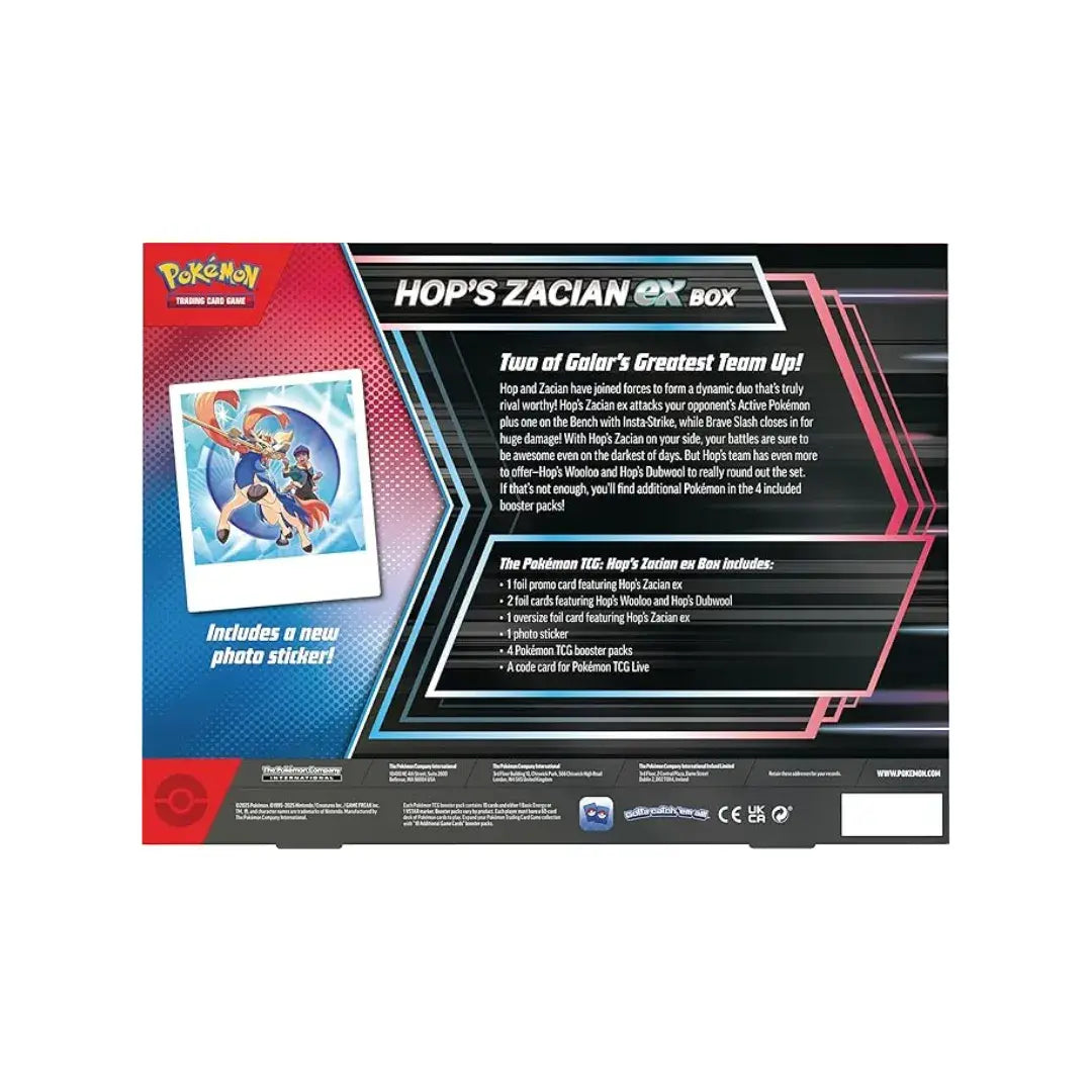 Pokémon TCG Hops Zacian ex Box – Caja de Colección con Carta Promo y Sobres Ingles