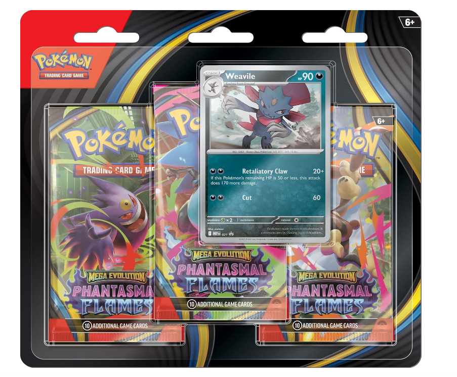 Pokémon TCG Phantasmal Flames 3-Pack Blister (Inglés) con Carta Promo Aleatoria