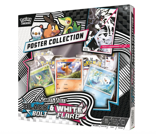 Pokémon TCG Black Bolt & White Flare Poster Collection (Español Latinio - Fulgor negro y Llama blanca) – Caja con promos exclusivas y póster
