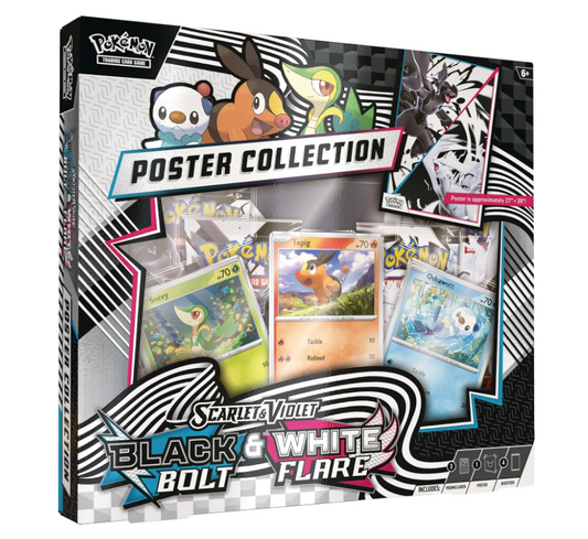 Pokémon TCG Black Bolt & White Flare Poster Collection (Inglés) – Caja con promos exclusivas y póster